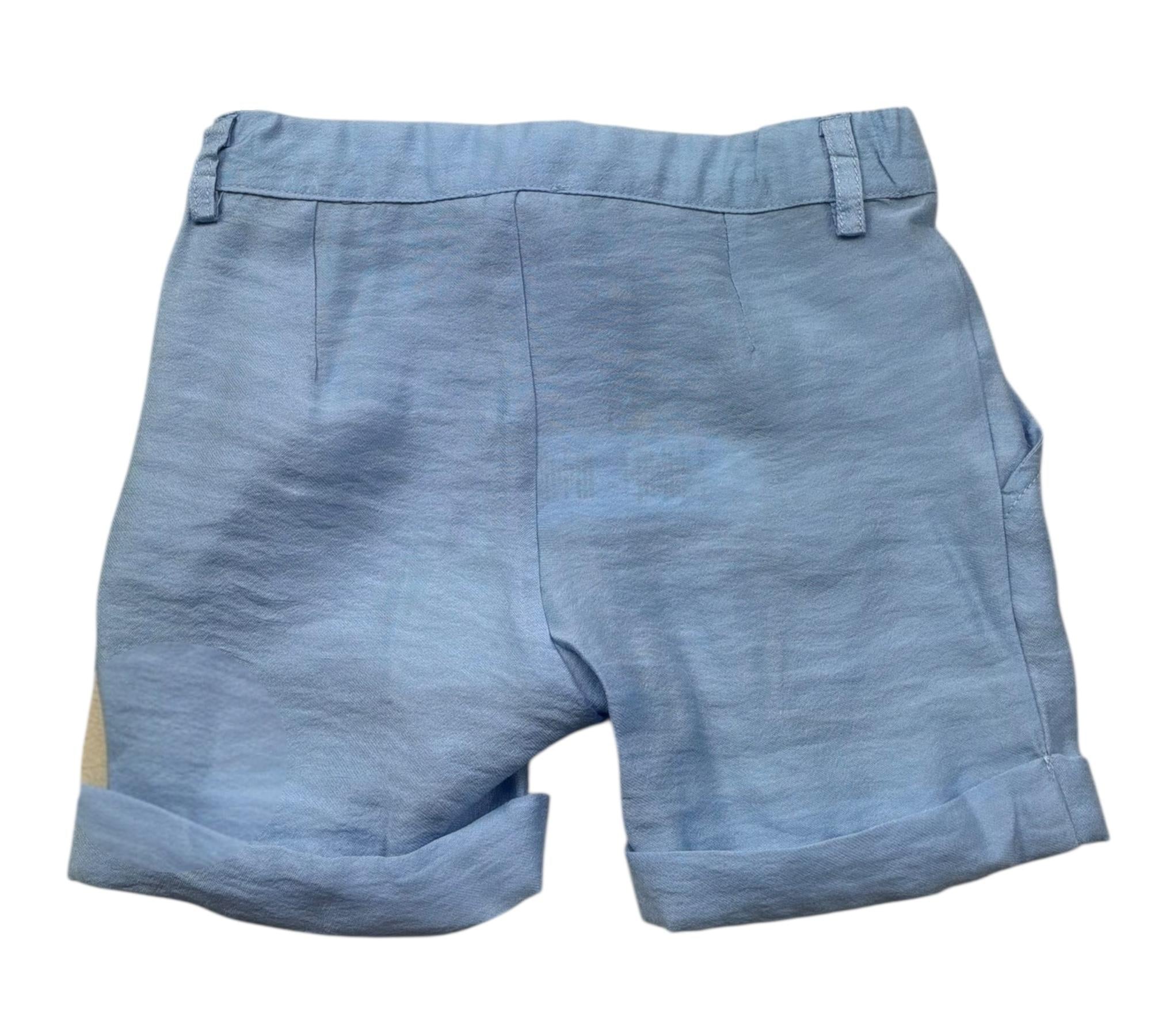 Le Bebe Bermuda Tinta Unita con Girovita Regolabile per Neonato LBB5382 AZZURRO LE BEBE 