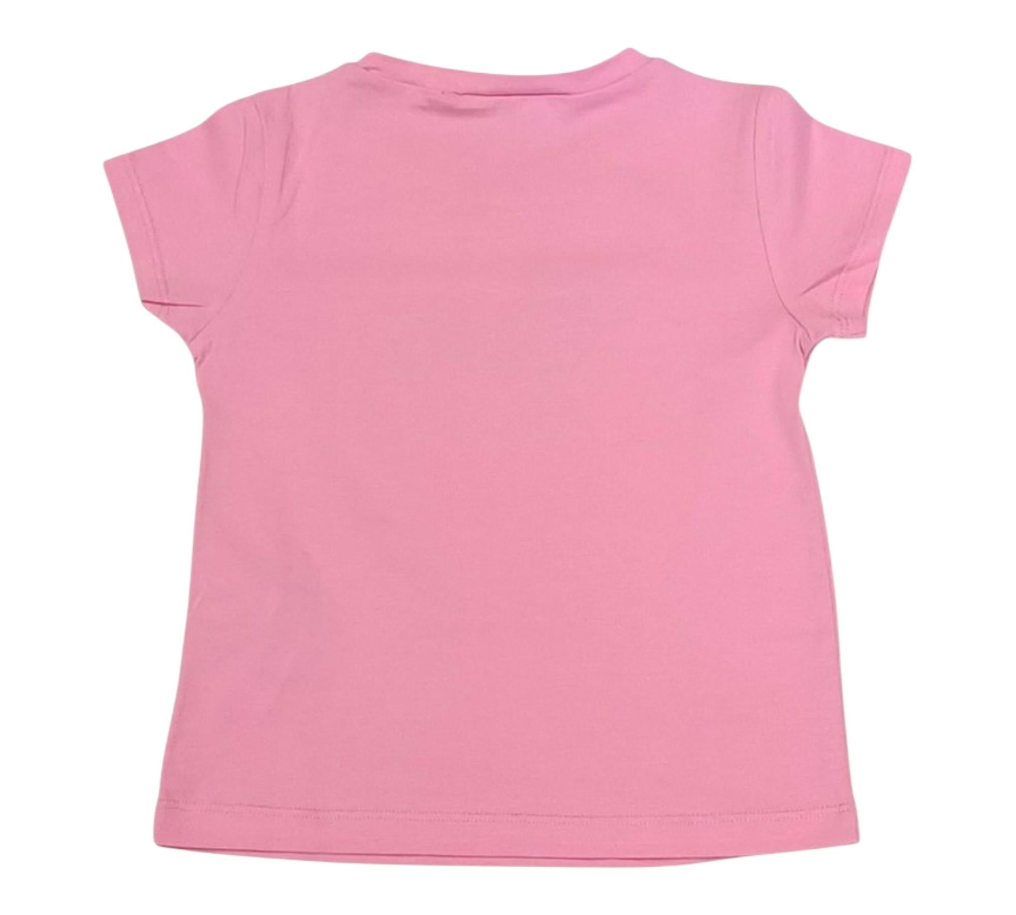Liu Jo T-Shirt Girocollo Tinta Unita con Brillantini per Bambina KA5021JX ROSA LIU JO 