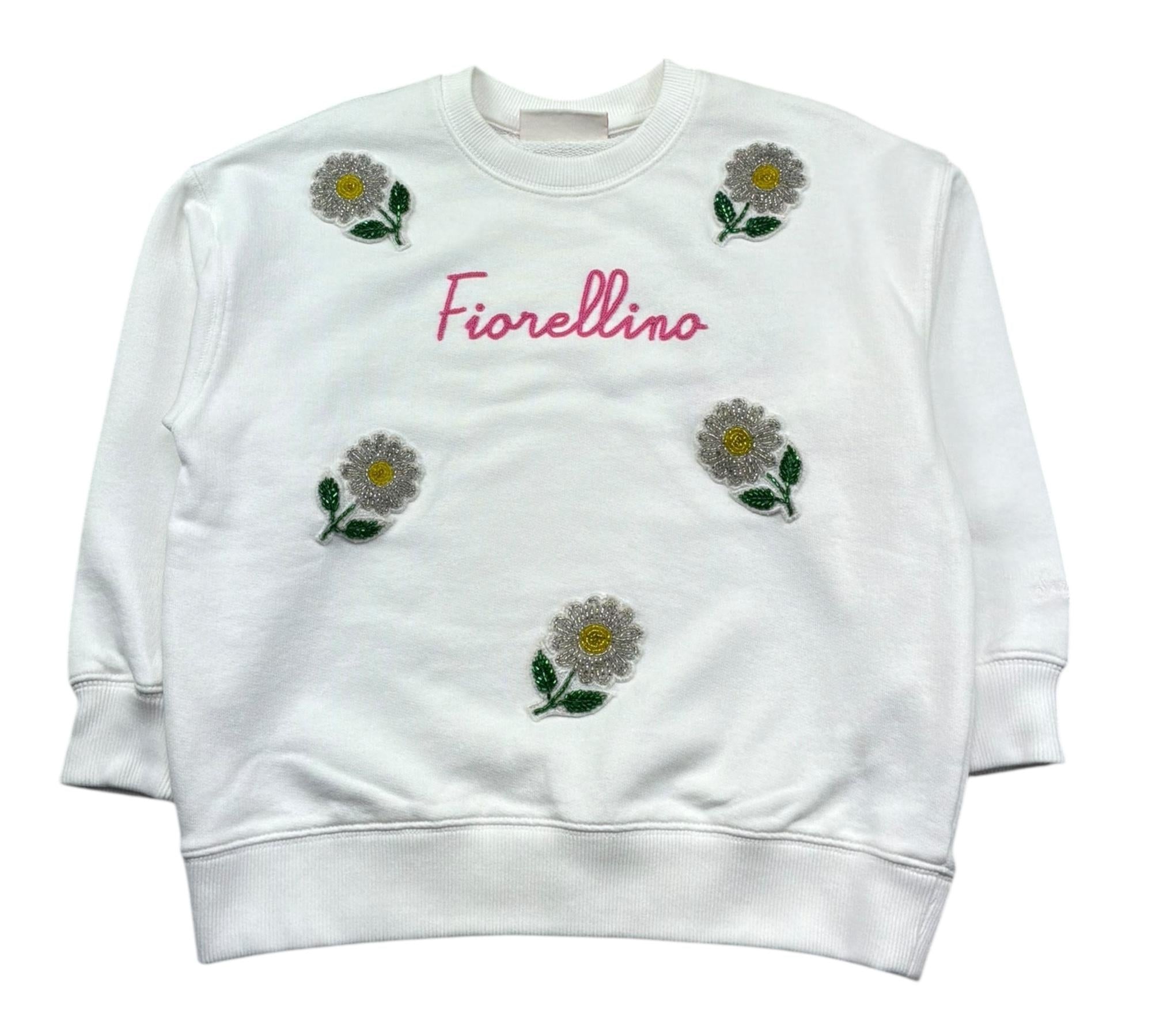 Saint Barth Felpa Chiusa Girocollo Tinta Unita con Ricami per Bambina BRIONY BIANCO SAINT BARTH 