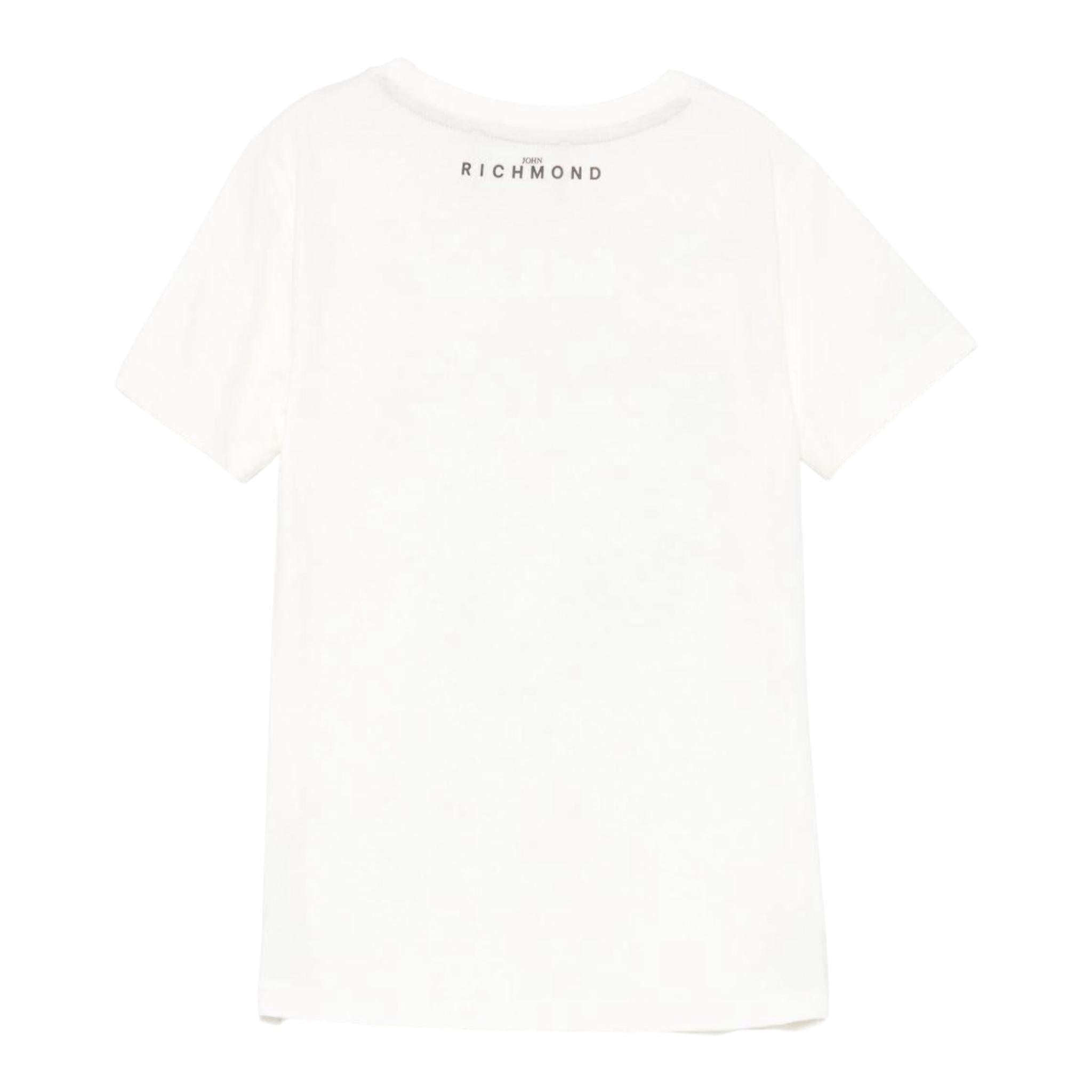 John Richmond T-Shirt Girocollo Tinta Unita con Stampa per Bambino RBP25058TS BIANCO JOHN RICHMOND 