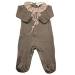 LALALU' tutina manica lunga tinta unita cn ricami in contrasto Tortora per Neonata TML9NX TORTORA LALALU' 