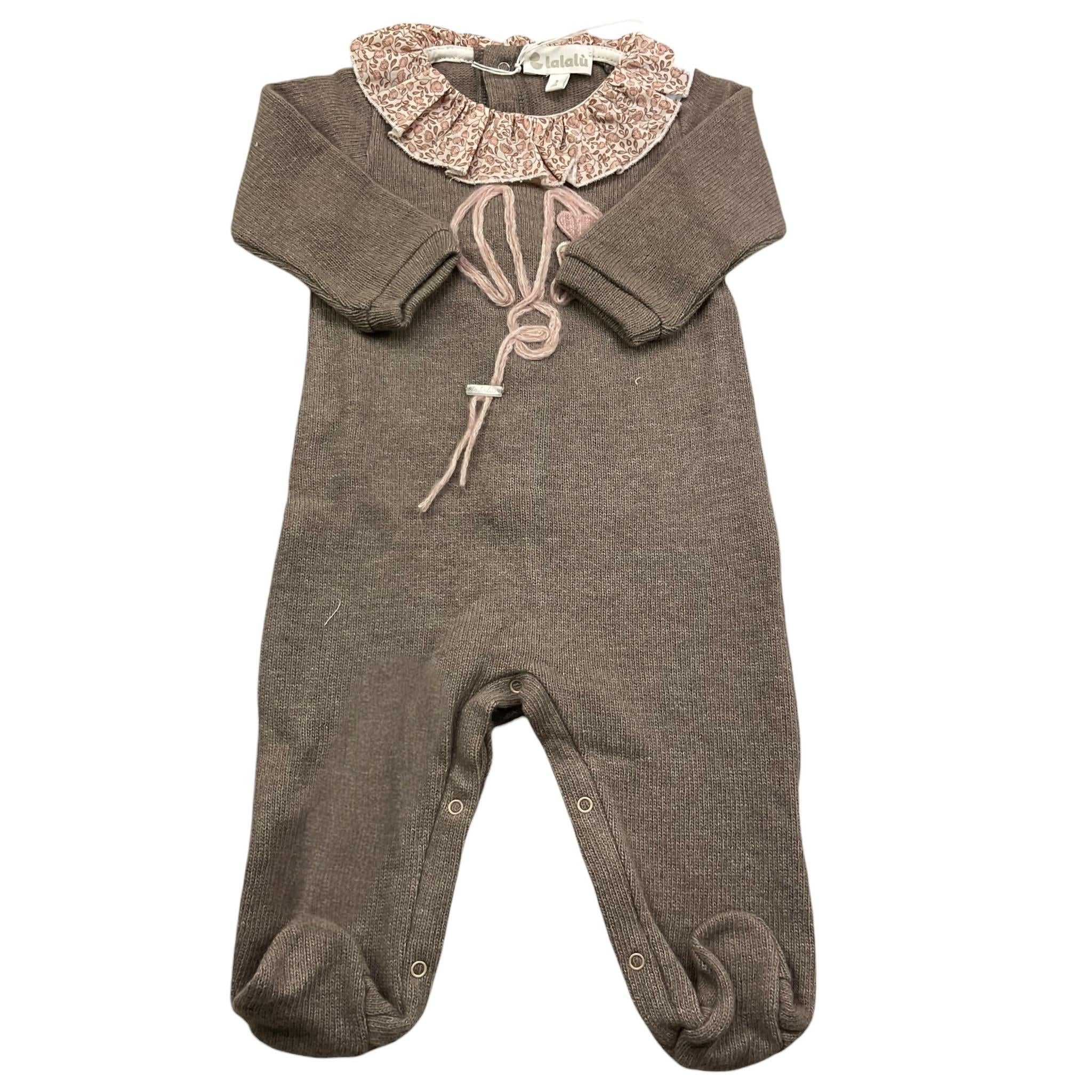 LALALU' tutina manica lunga tinta unita cn ricami in contrasto Tortora per Neonata TML9NX TORTORA LALALU' 