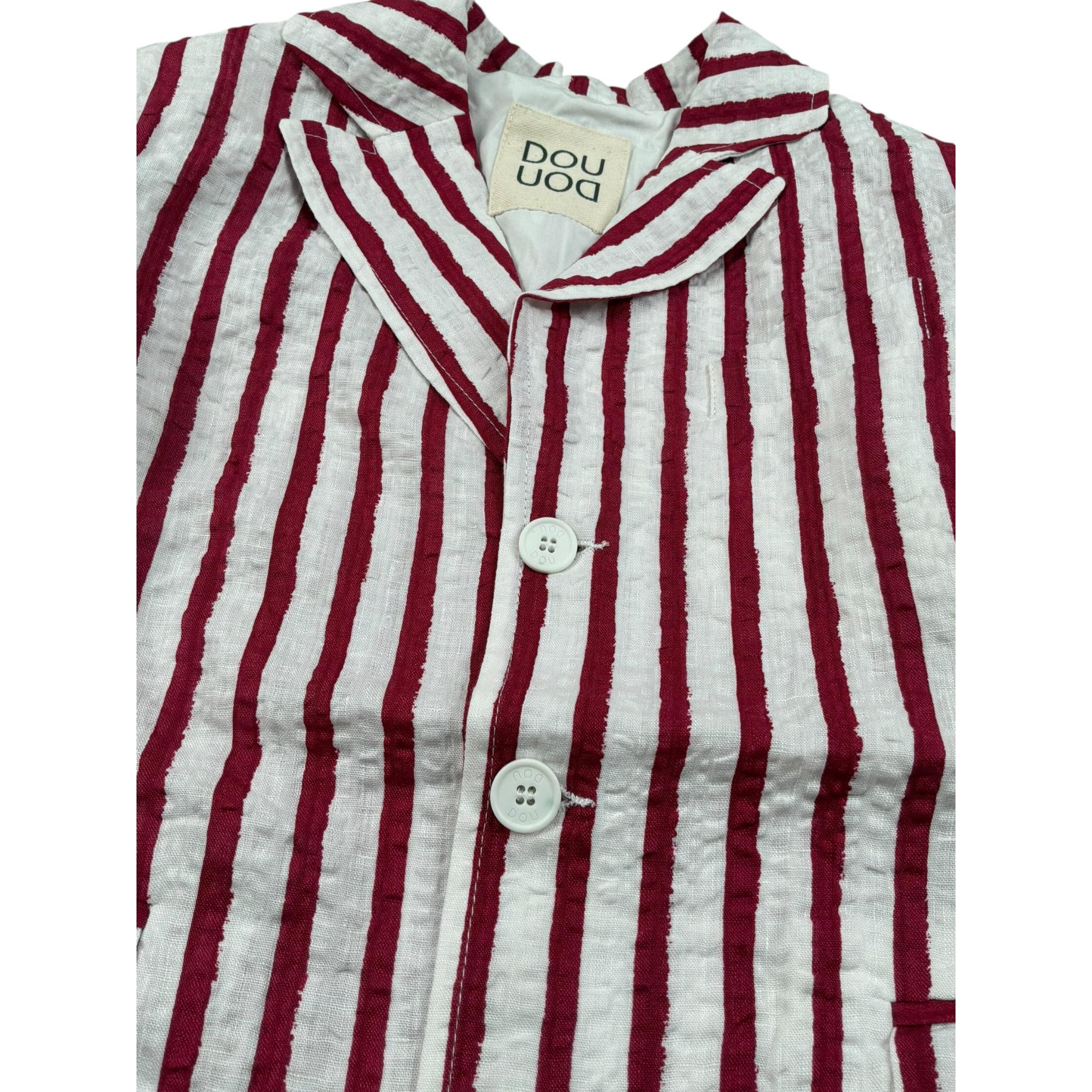 Dou Dou Giacca Tinta Unita con Fantasia A Righe per Bambina DW2P34XX BIANCO/ROSSO DOU DOU 