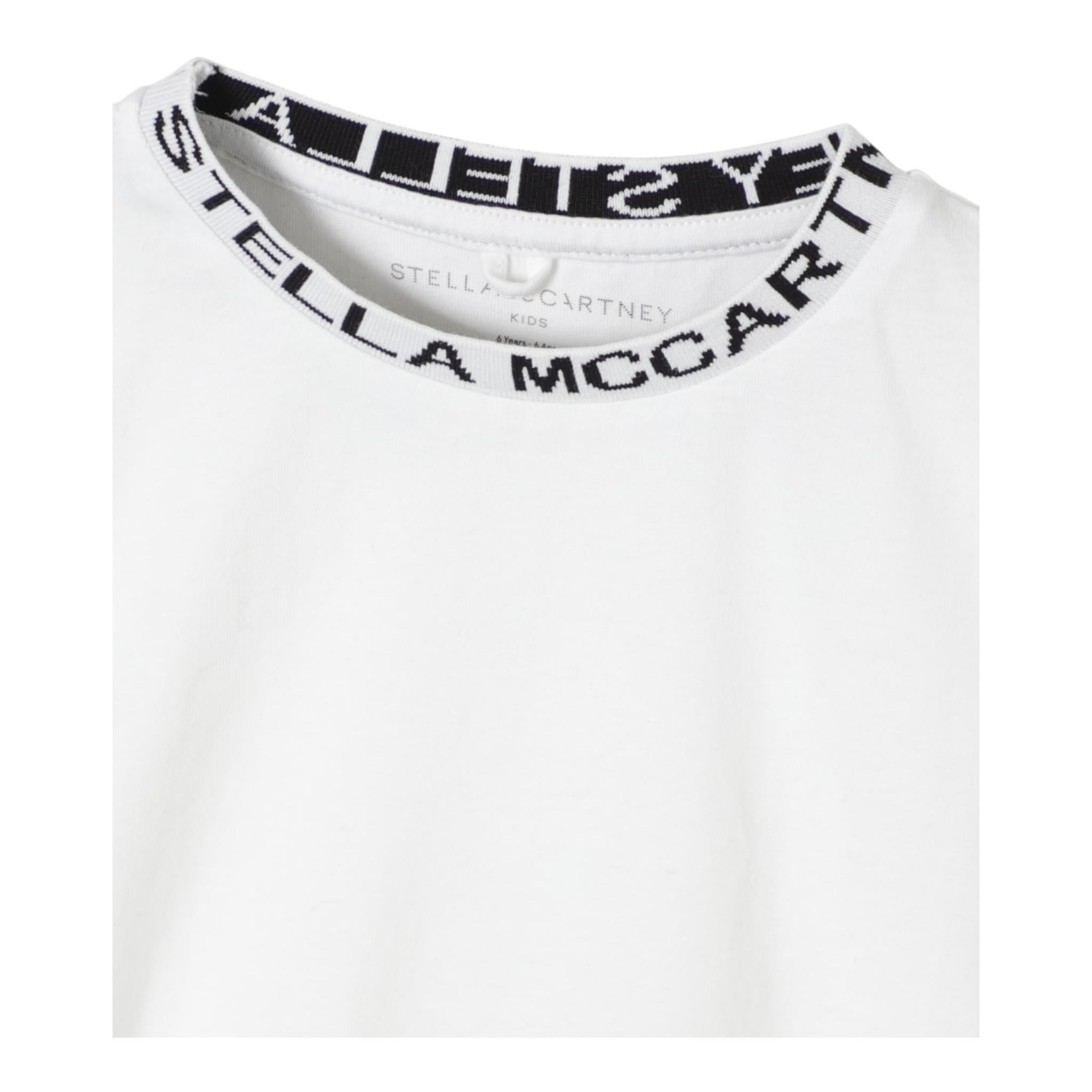 Stella Mccartney T-Shirt Tinta Unita con Profili In Contrasto per Bambino TV8P71 BIANCO STELLA McCARTNEY 