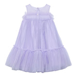 Abel & Lula Abito Tinta Unita Giromanica con Tulle per Bambina 5051XX LILLA ABEL & LULA 