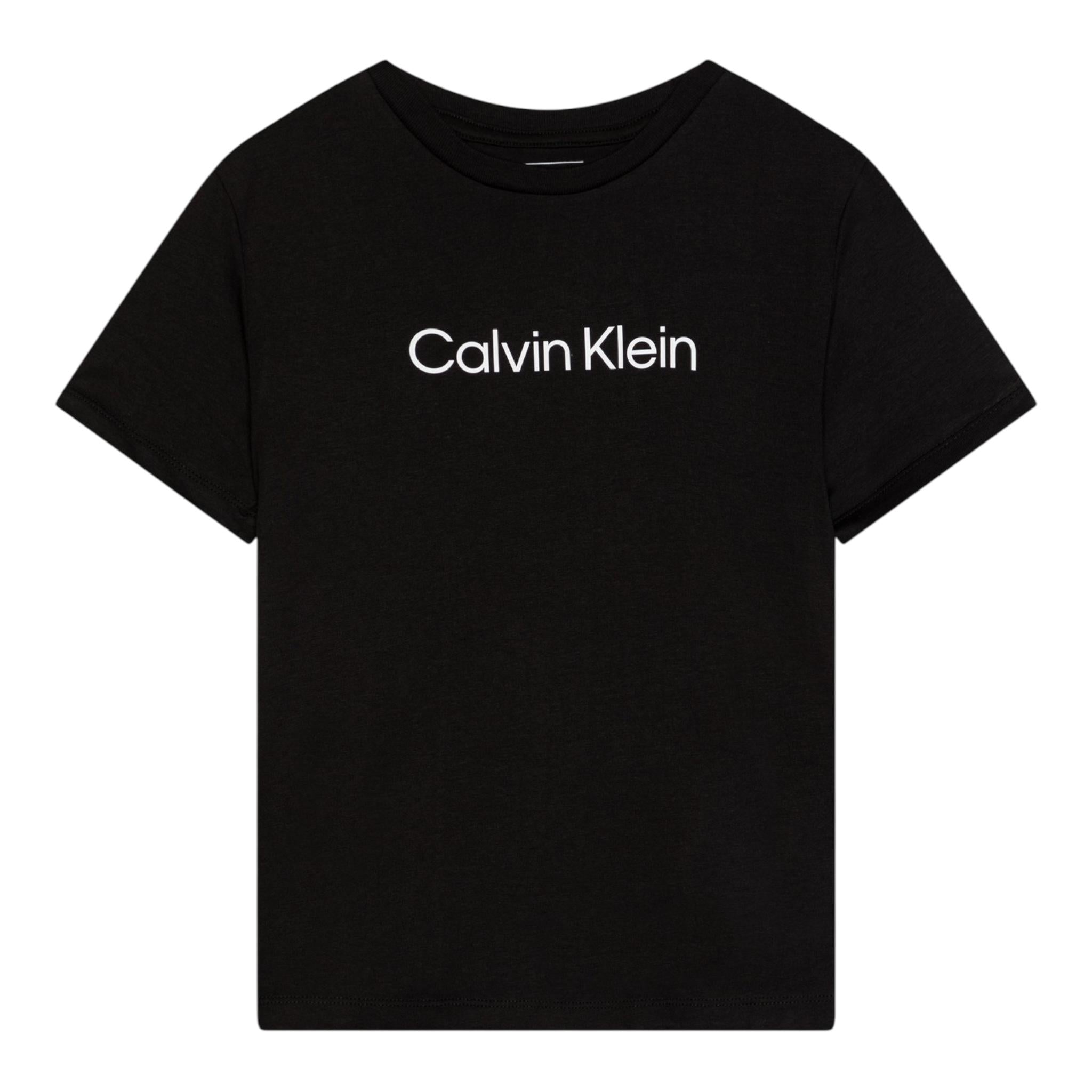 Calvin Klein T-Shirt Girocollo Tinta Unita con Stampa per Bambino IU0IU00682 NERO CALVIN KLEIN 