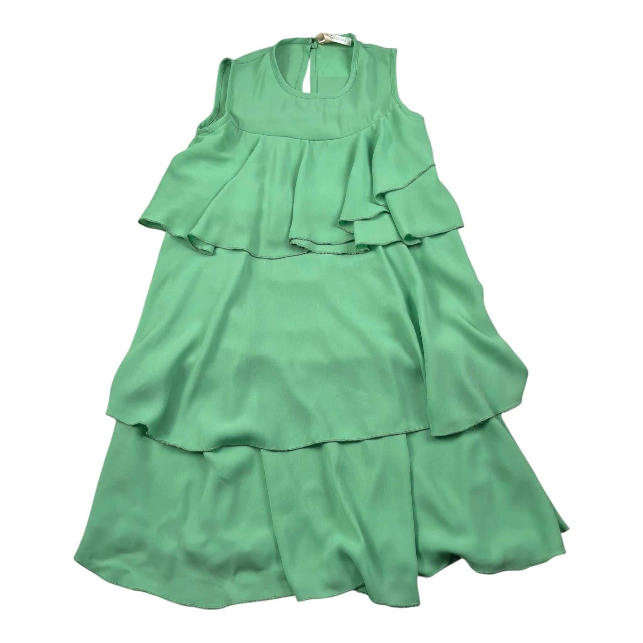 Meilisa Bai Abito tinta unita Giromanica con Balze Verde per Bambina FL6474 VERDE MEILISA BAI 