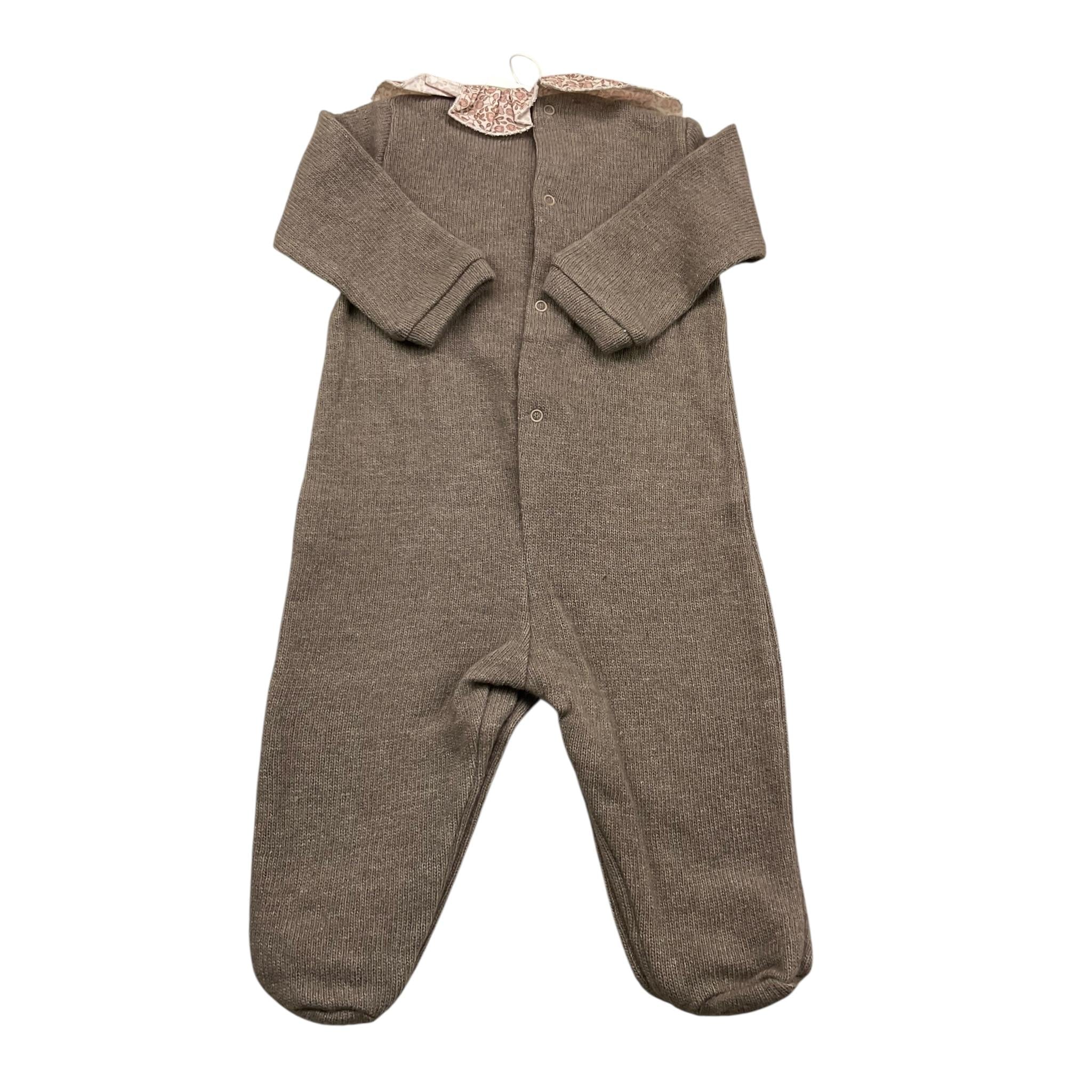 LALALU' tutina manica lunga tinta unita cn ricami in contrasto Tortora per Neonata TML9NX TORTORA LALALU' 