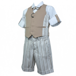 Mai'S Kids Completo 4 Pezzi Bermuda-Gilet-Camicia-Papillions per Neonato COMP00111 CAMMELLO MAI'S KIDS 