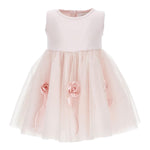 MONNALISA set abito cerimonia-coprispalle tinta unita con rose Rosa per Neonata 73D900 ROSA MONNALISA 