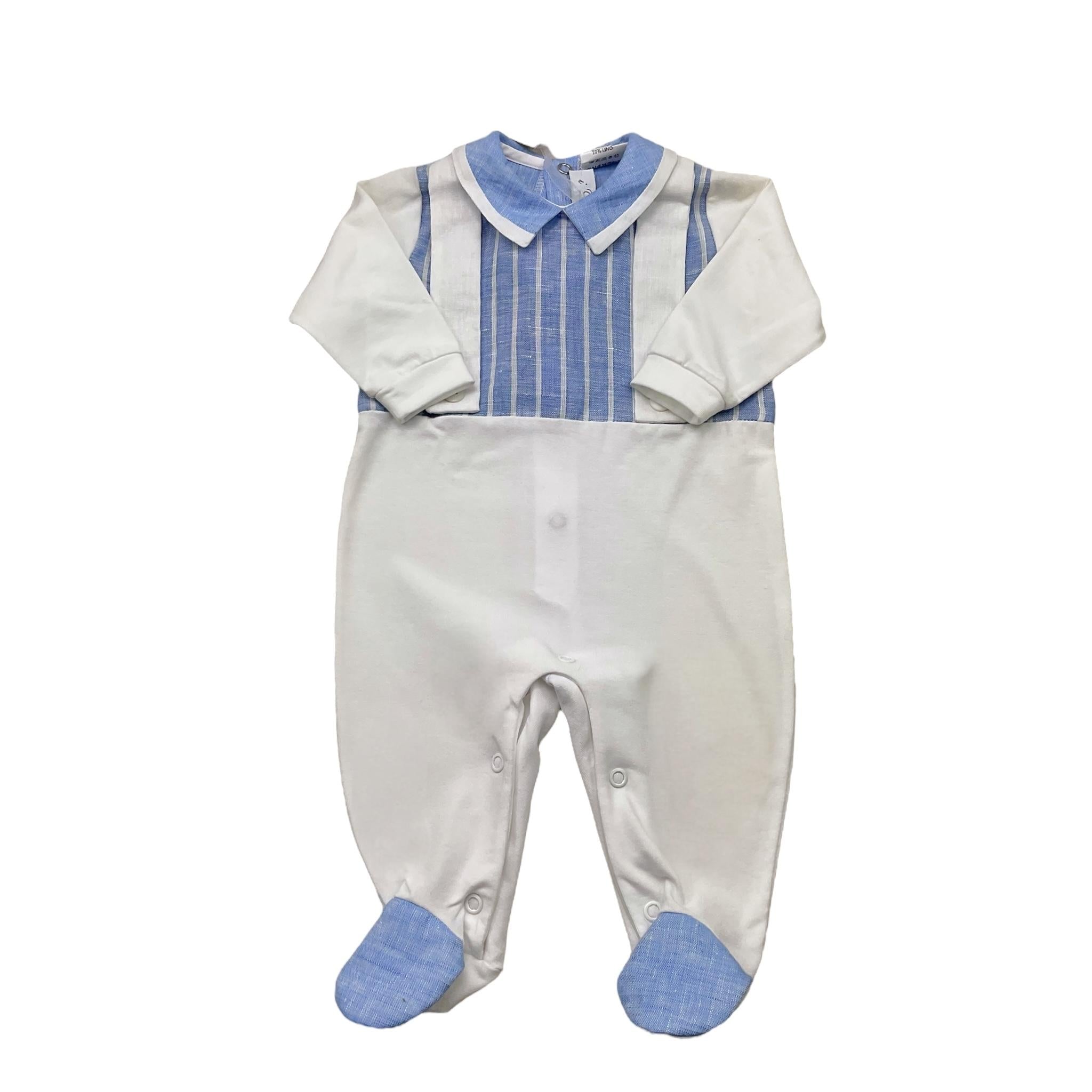 I Delfi Tutina Bicolore con Fantasia A Righe per Neonato 25P5270 BIANCO/AZZURRO I DELFI 