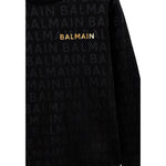 Balmain Felpa Girocollo Tinta Unita Logata per Bambino BT4P90 NERO BALMAIN 