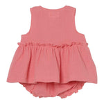 Teddy E Minou Abito Giromanica Tinta Unita con Culotte per Neonata E25CP044C0070 ROSA TEDDY E MINOU 