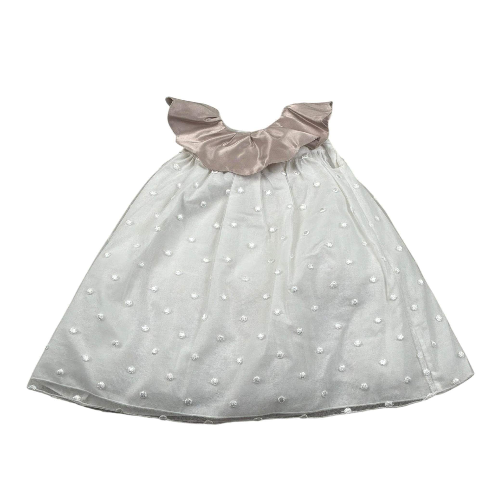 La Stupenderia Abito Giromanica Tinta Unita con Tulle per Neonata CCAB72 BIANCO LA STUPENDERIA 