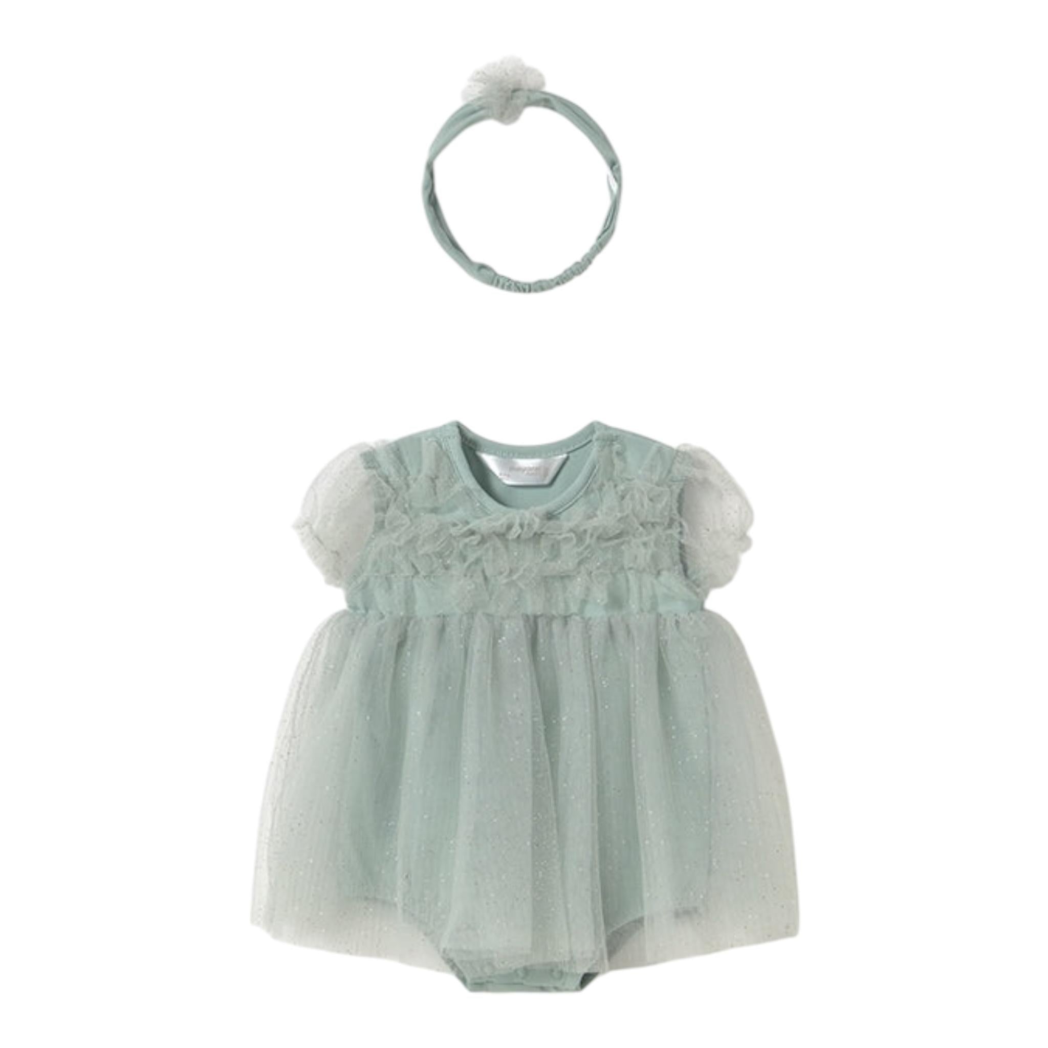 Mayoral Pagliaccetto Set-Fascia Tinta Unita per Neonata 1659 VERDE MAYORAL 