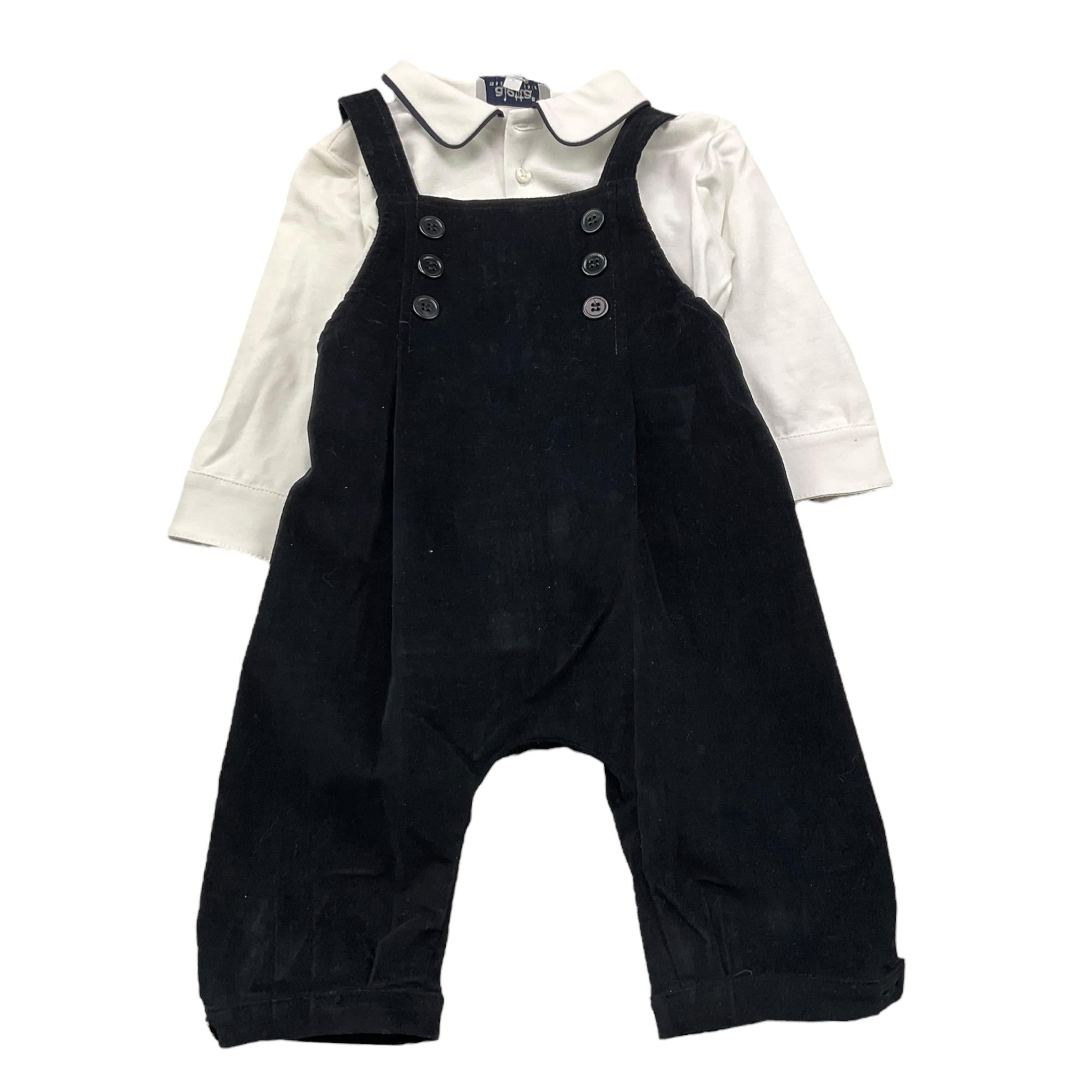 ALETTA completo 3 pezzi camicia-salopette-papillon Blu per Neonato MA220358 BLU ALETTA 