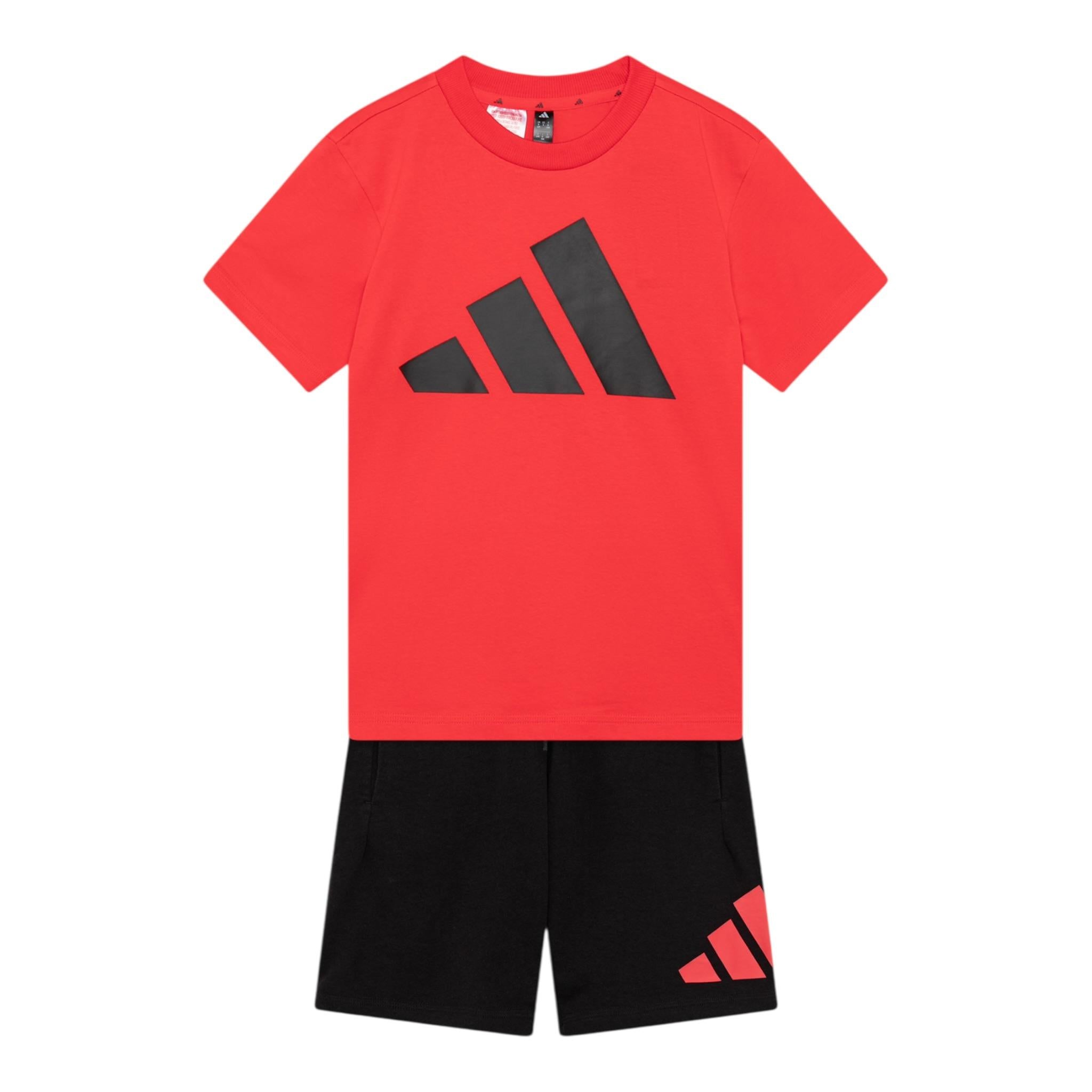 Adidas Completo 2 Pezzi T-Shirt-Bermuda Bicolore per Bambino JC9716 ROSSO/NERO Adidas 