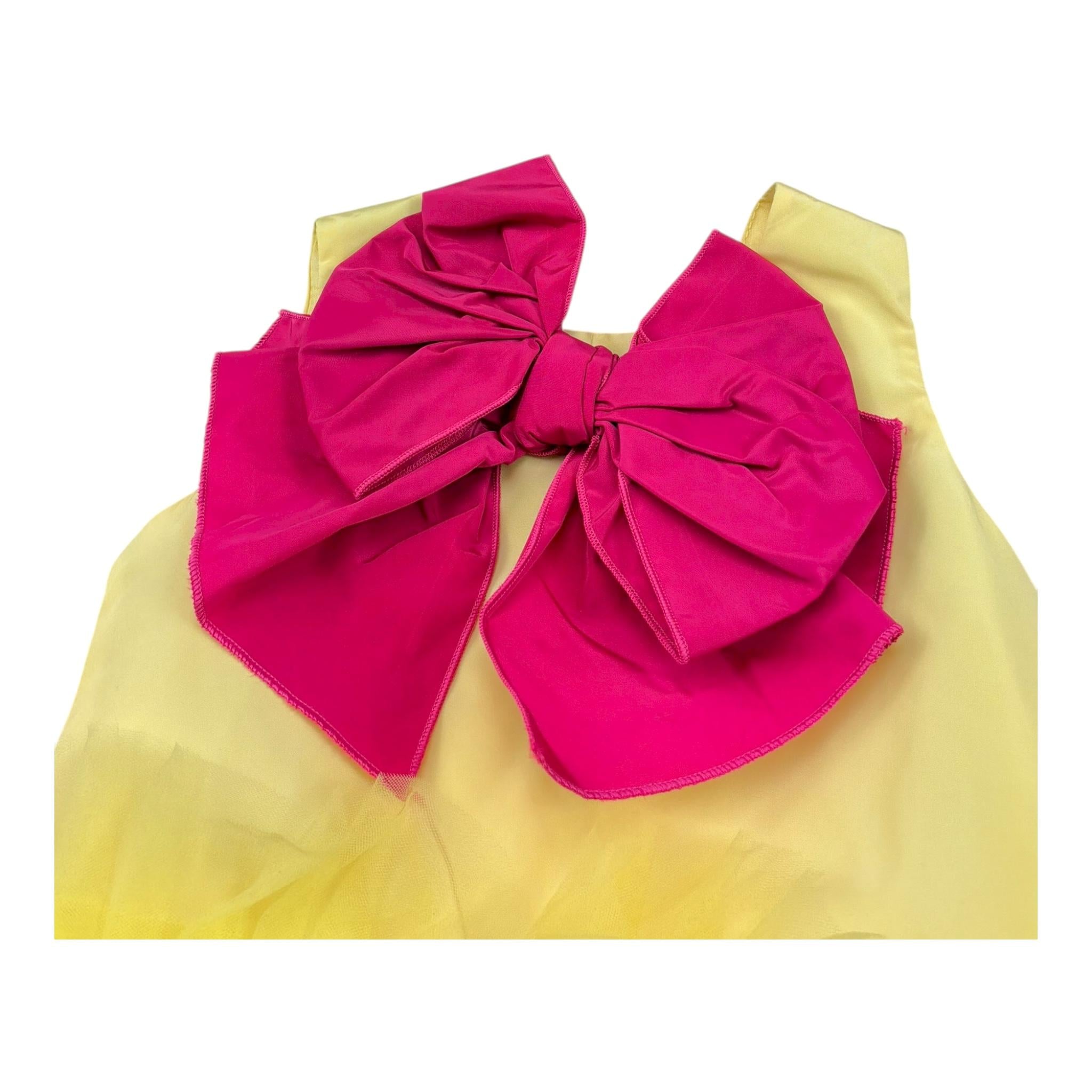 Miss Grant Abito Giromanica Tinta Unita con Tulle per Neonata MG1349X GIALLO MISS GRANT 