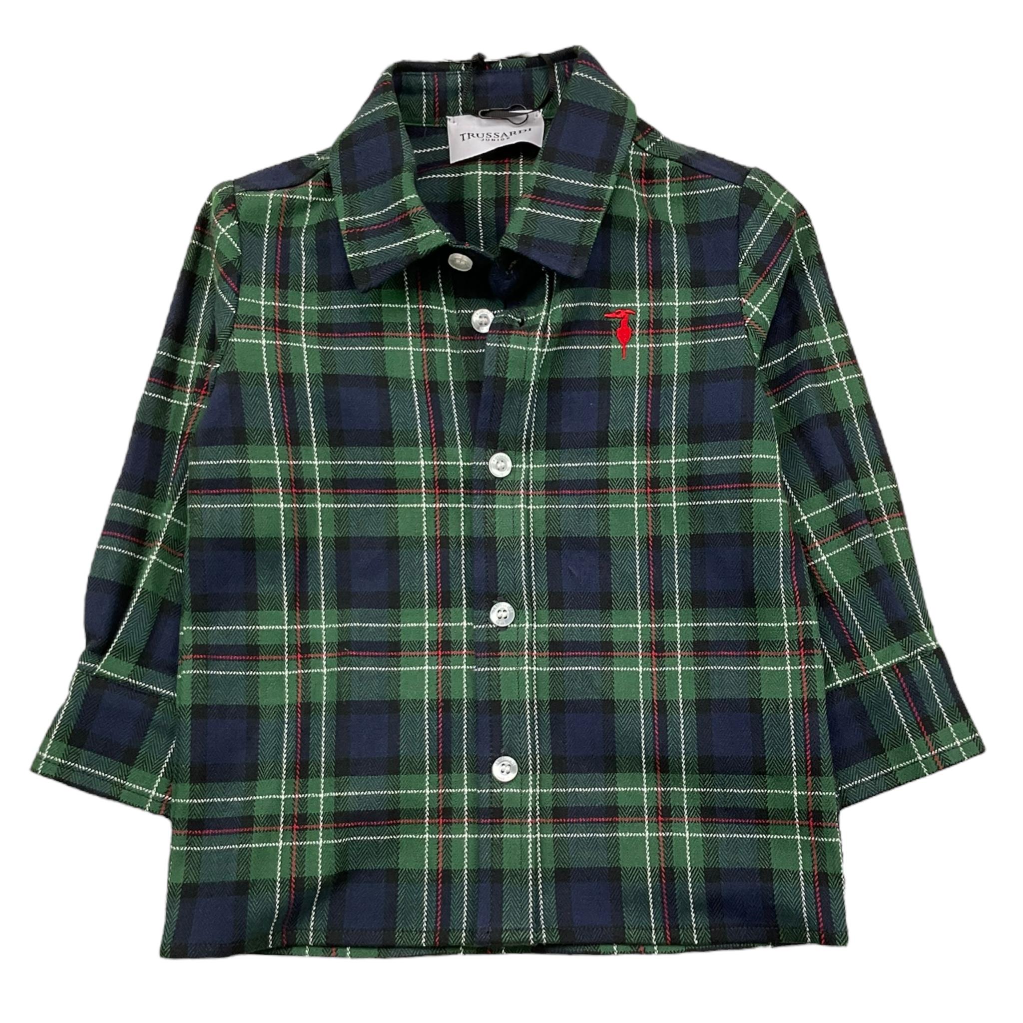 TRUSSARDI camicia manica lunga fantasia scozzese Verde per Neonato TIA25053CA VERDE TRUSSARDI 
