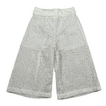 M+E' Pantalone Palazzo Tinta Unita In Pizzo Sangallo per Bambina UE1801 BIANCO M+E' 