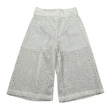 M+E' Pantalone Palazzo Tinta Unita In Pizzo Sangallo per Bambina UE1801 BIANCO M+E' 