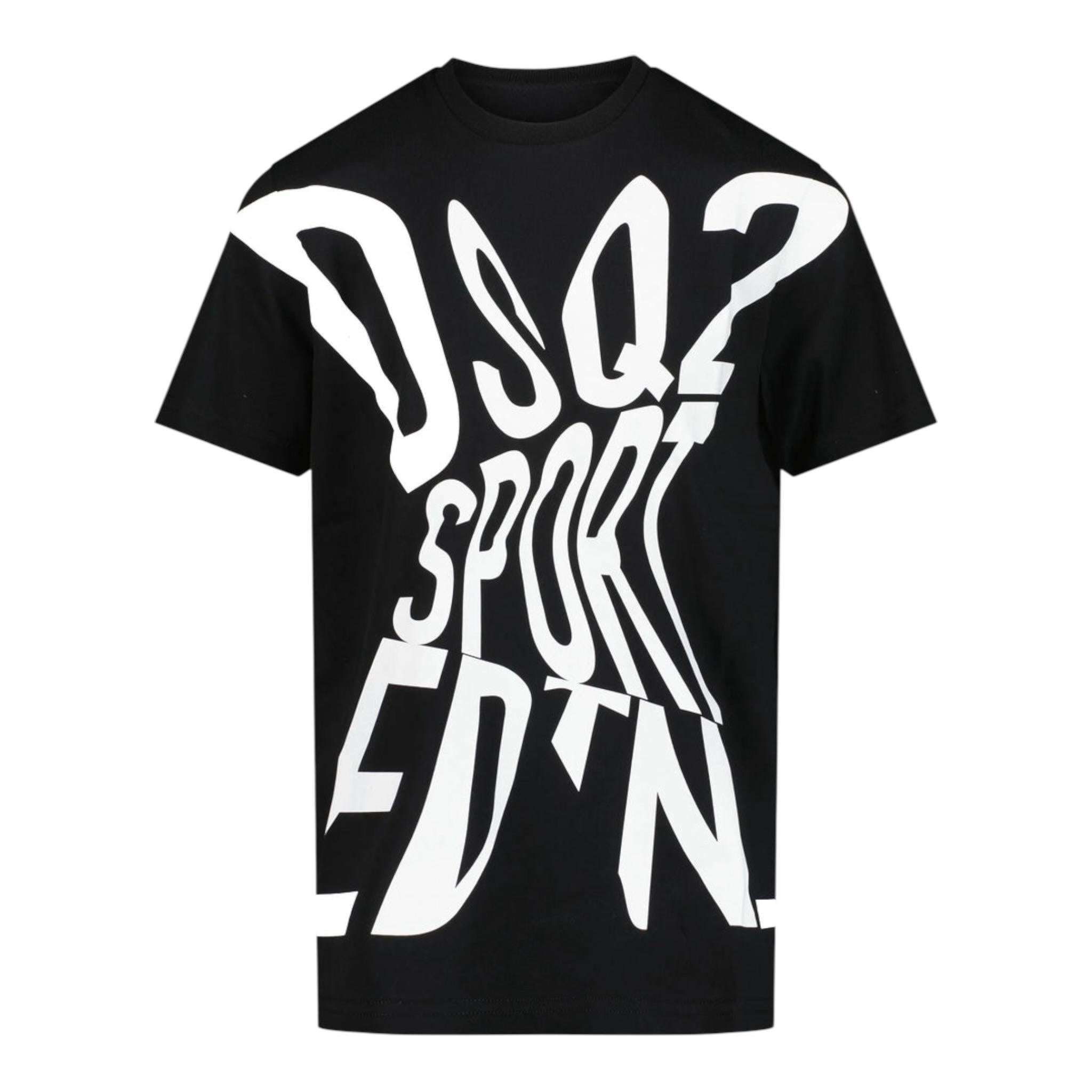 Dsquared2 T-Shirt Girocollo Tinta Unita con Stampa per Bambino DQ2525XX NERO DSQUARED2 