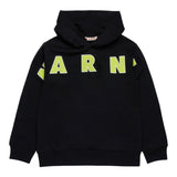 MARNI felpa chiusa con cappuccio tinta unita con logo Nero per Bambino M01266 NERO MARNI 