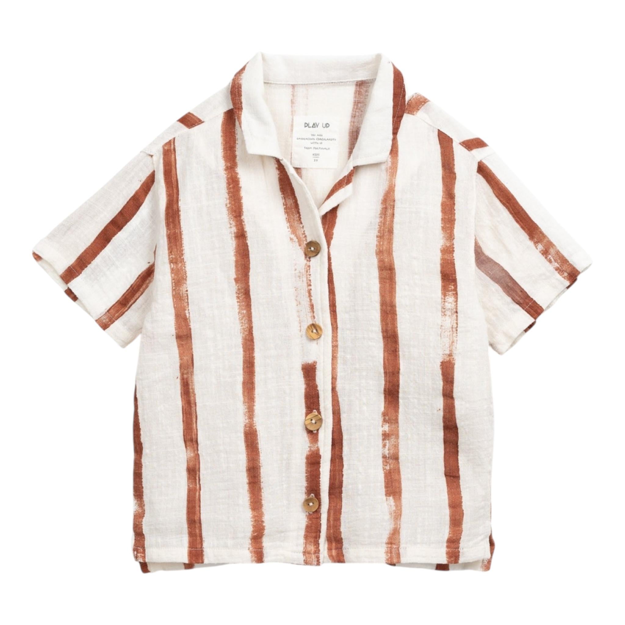 Play Up Camicia Tinta Unita con Fantasia A Righe per Bambino PA033AQ11251 BIANCO PLAY UP 