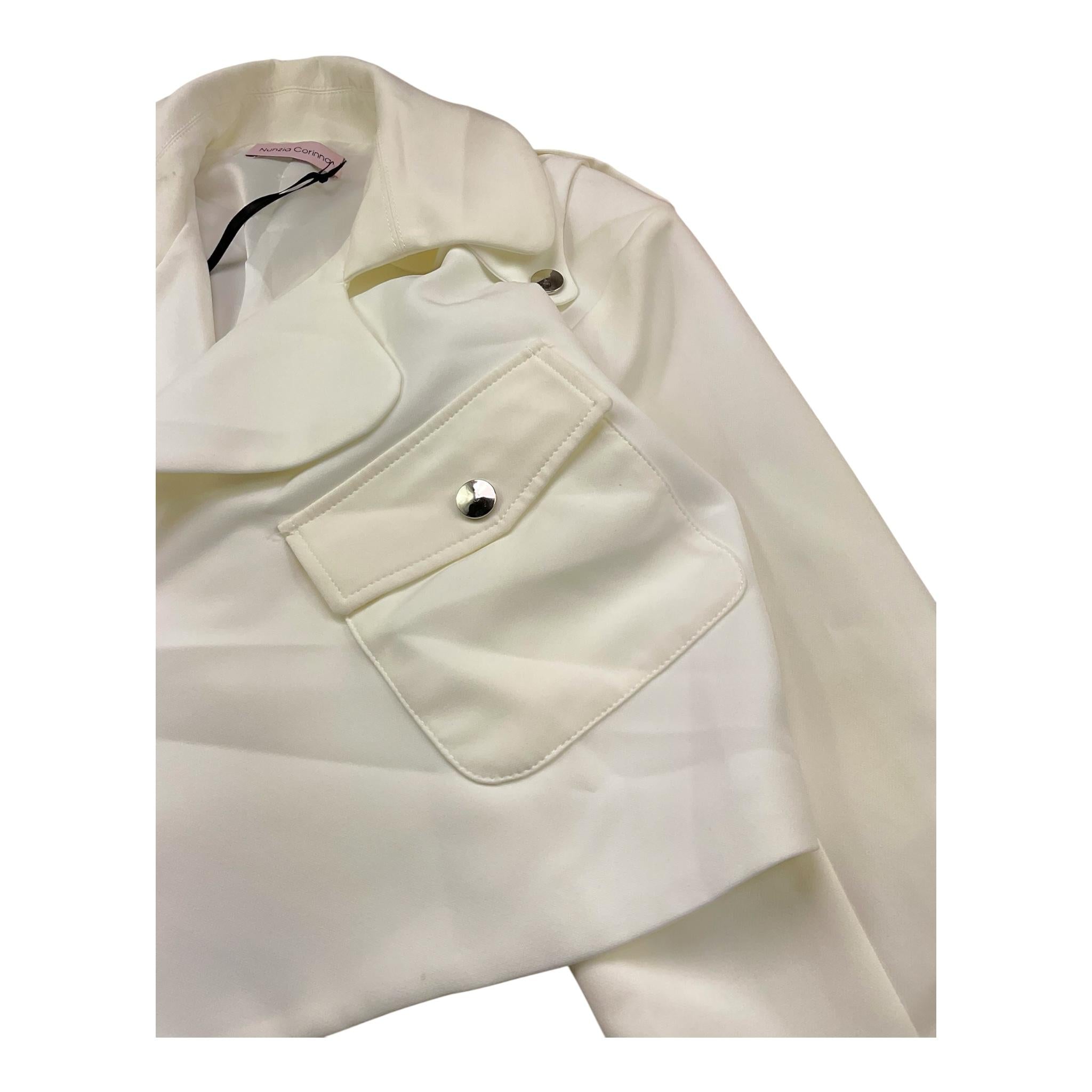 Nunzia Corinna Giacca Tinta Unita Doppio Petto per Bambina NJ1515743 BIANCO NUNZIA CORINNA 