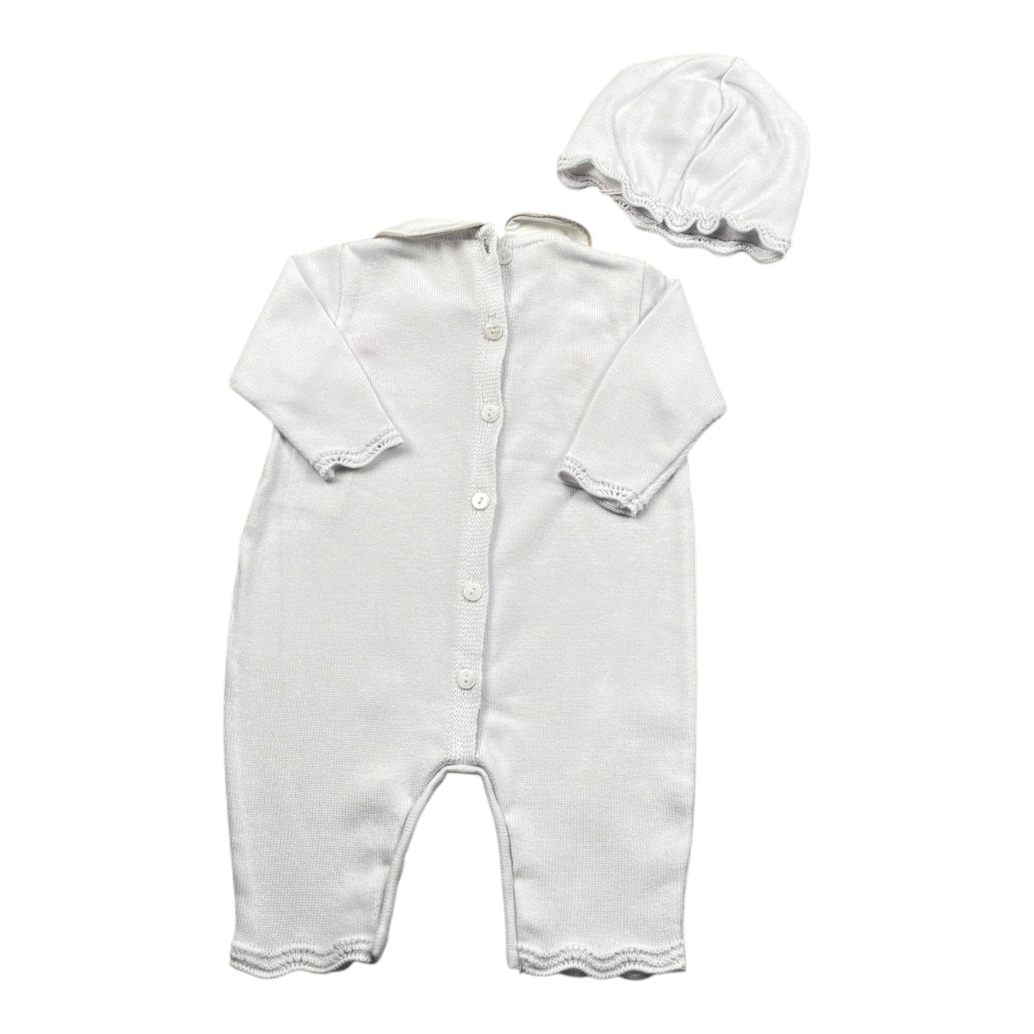 Le Coconne Set Tutina-Cappello Tinta Unita con Ricami per Neonata LCN2473 BIANCO LE COCONNE 
