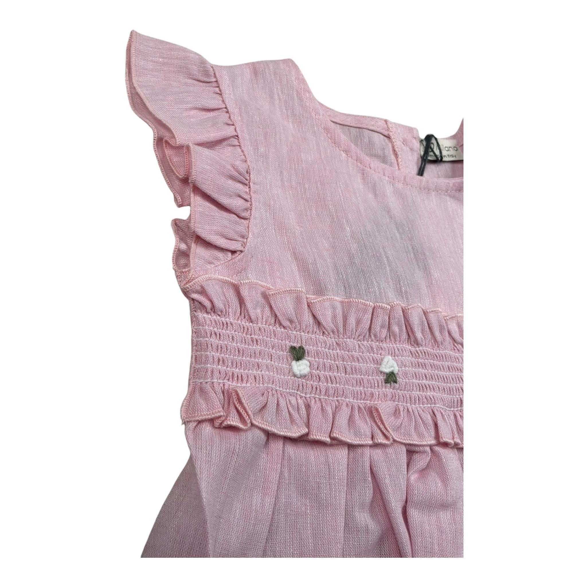 J.O. Milano Camicia Mezza Manica Tinta Unita con Ricami per Neonata 576E1 ROSA J.O. MILANO 