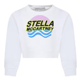 STELLA McCARTNEY felpa chiusa girocollo tinta unita con stampa in contrasto Bianco per Bambina TU4C90 BIANCO STELLA McCARTNEY 