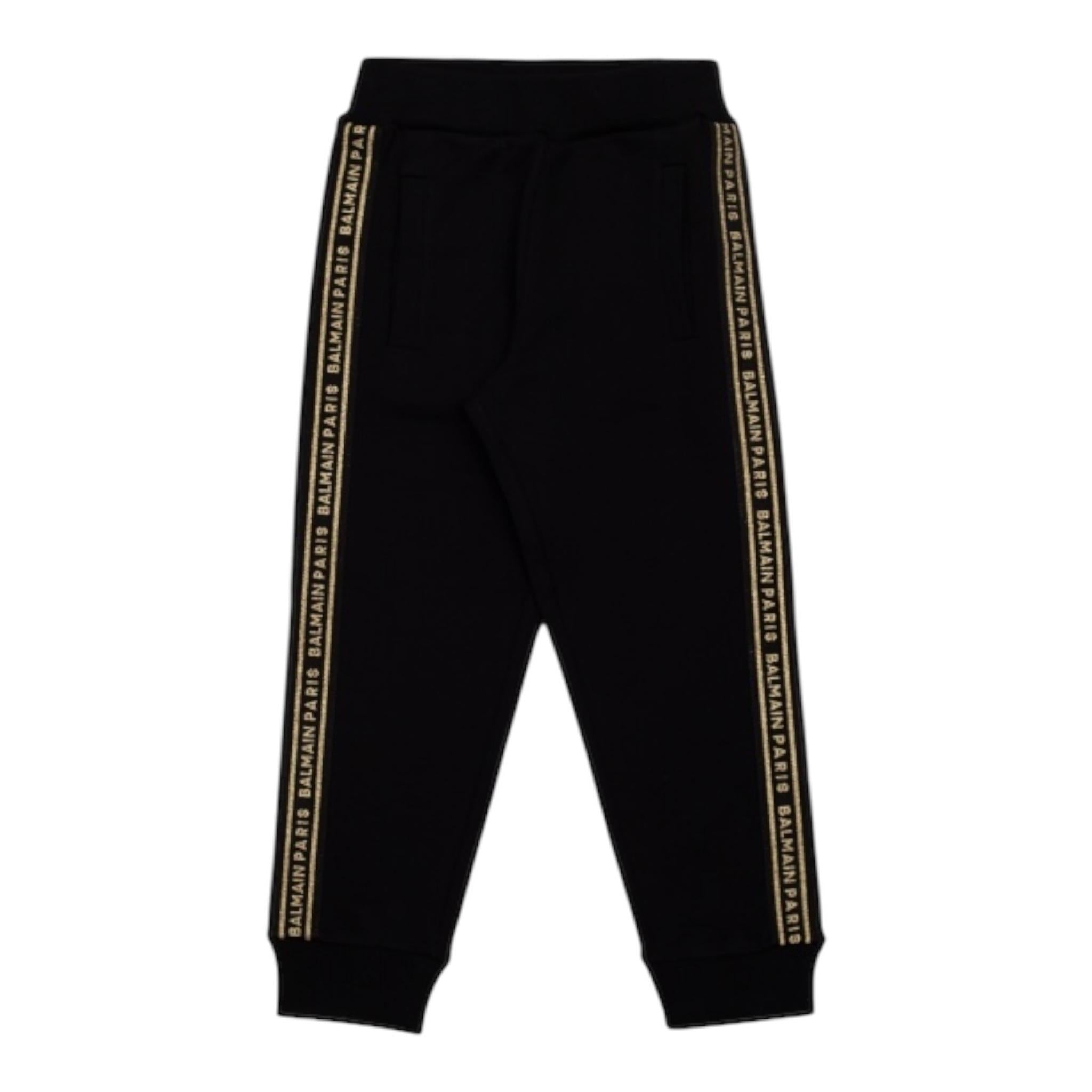 BALMAIN pantalone modello tuta con profili in contrasto Nero per Bambina BT6R50 NERO BALMAIN 