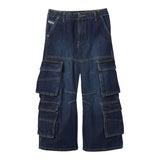 DIESEL jeans tinta unita modello palazzo/cargo Blu per Bambina J01725 BLU DIESEL 