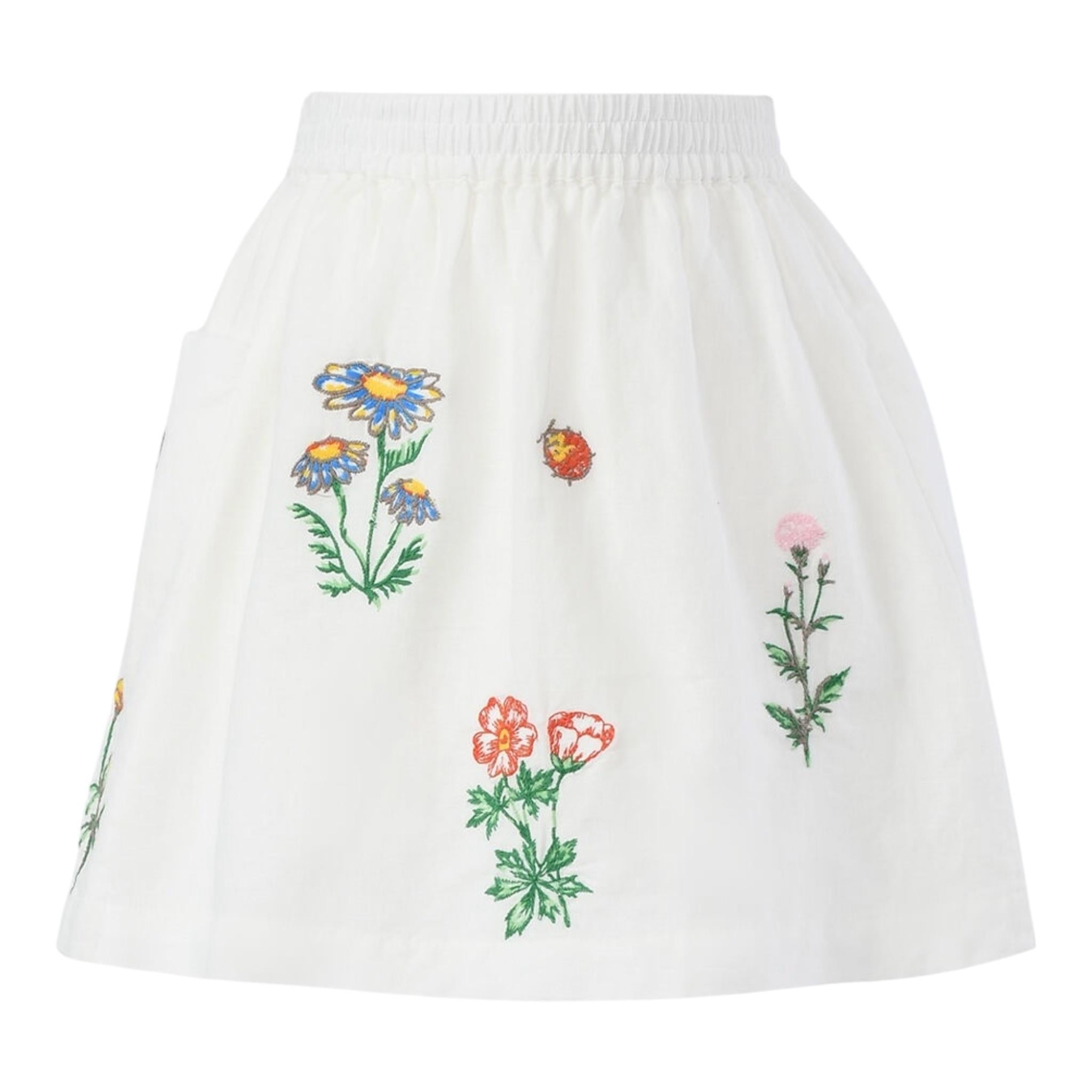 Stella Mccartney Gonna Tinta Unita con Elastico In Vita E Ricami per Bambina TW7A71 BIANCO STELLA McCARTNEY 