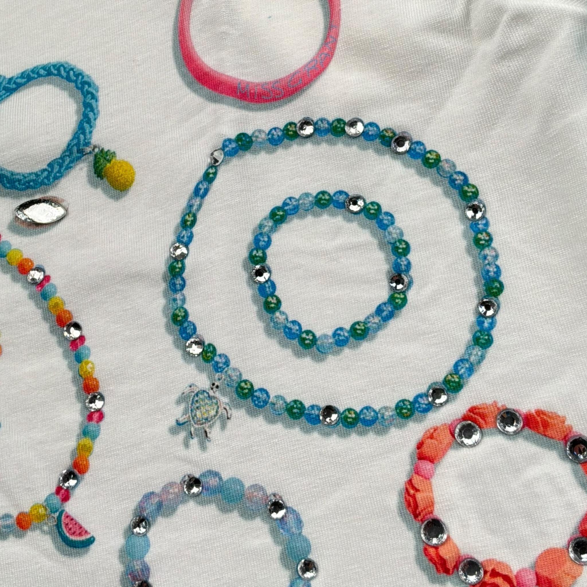 Miss Grant T-Shirt Girocollo tinta unita con Stampa Bianco per Bambina MG1318 BIANCO MISS GRANT 