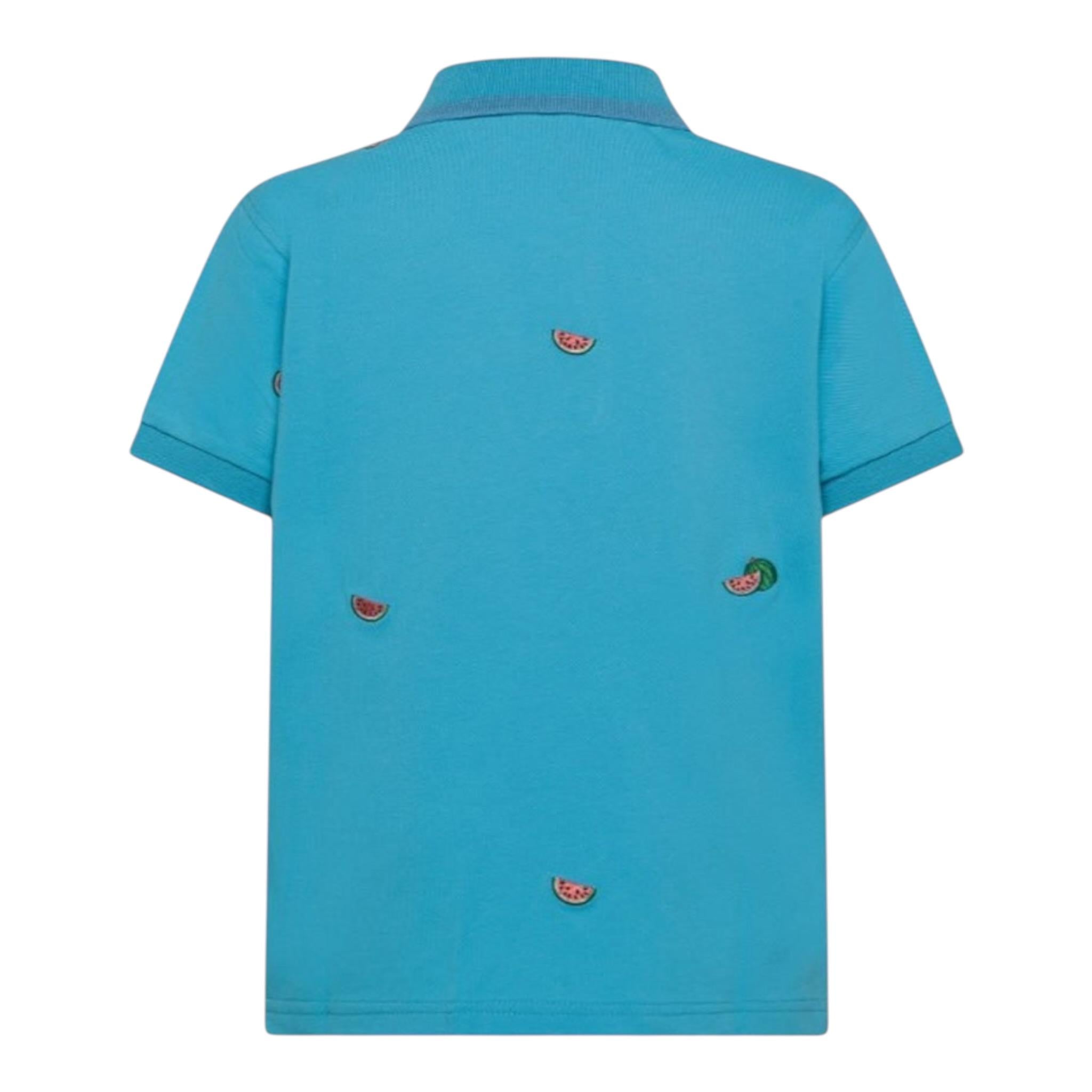 Sun68 Polo Mezza Manica Tinta Unita con Stampa per Bambino A35328X AZZURRO SUN68 