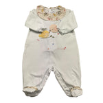 Barcellino Tutina Manica Lunga Tinta Unita con Ricami per Neonata 121007 BIANCO BARCELLINO 