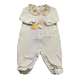 Barcellino Tutina Manica Lunga Tinta Unita con Ricami per Neonata 121007 BIANCO BARCELLINO 