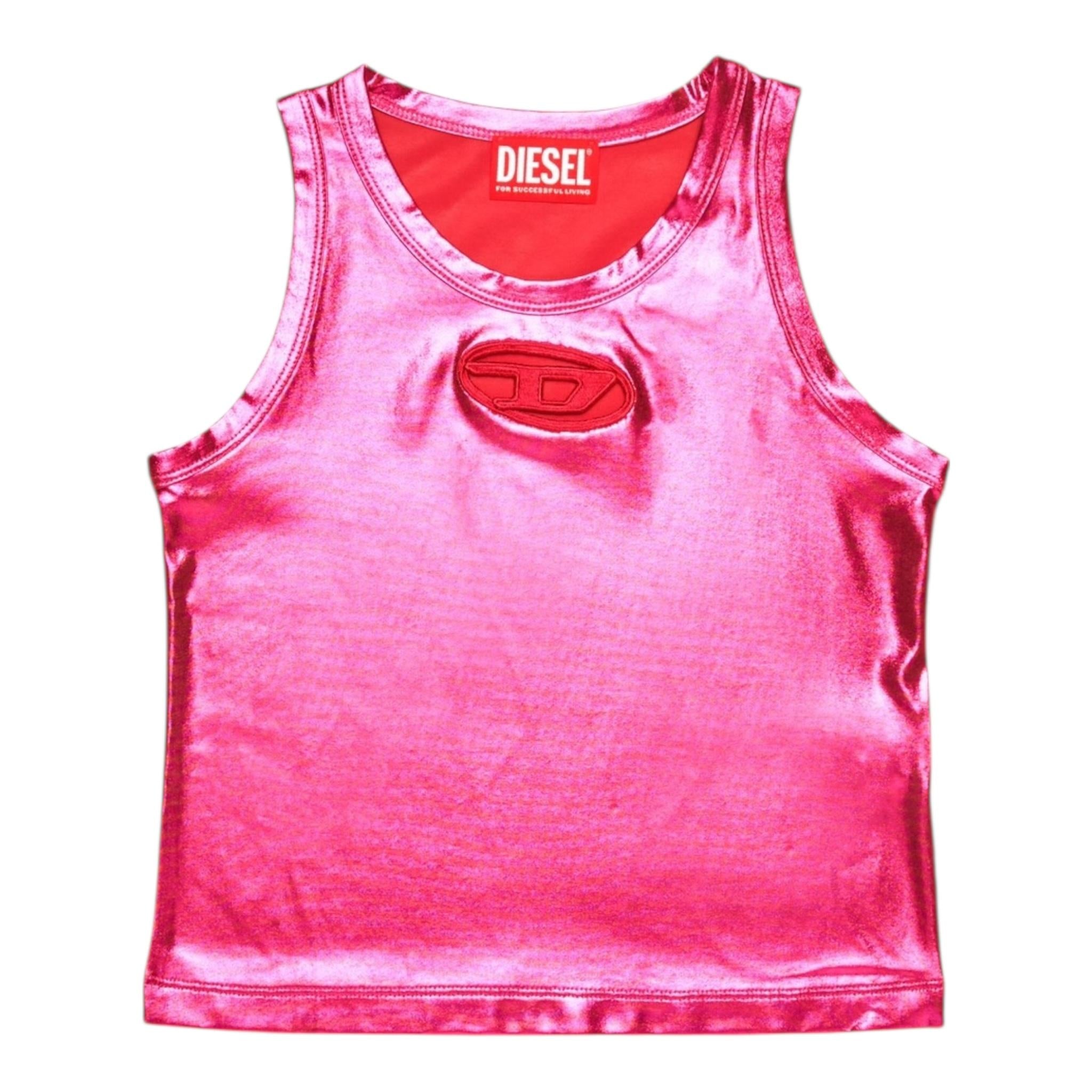 Diesel Canotta Tinta Unita con Logo per Bambina J02178XX MAGENTA DIESEL 