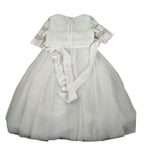 Raffaella Abito Cerimonia Tinta Unita con Ricami  per Bambina GALLIPOLI BIANCO RAFFAELLA 