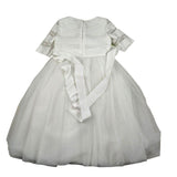 Raffaella Abito Cerimonia Tinta Unita con Ricami  per Bambina GALLIPOLI BIANCO RAFFAELLA 