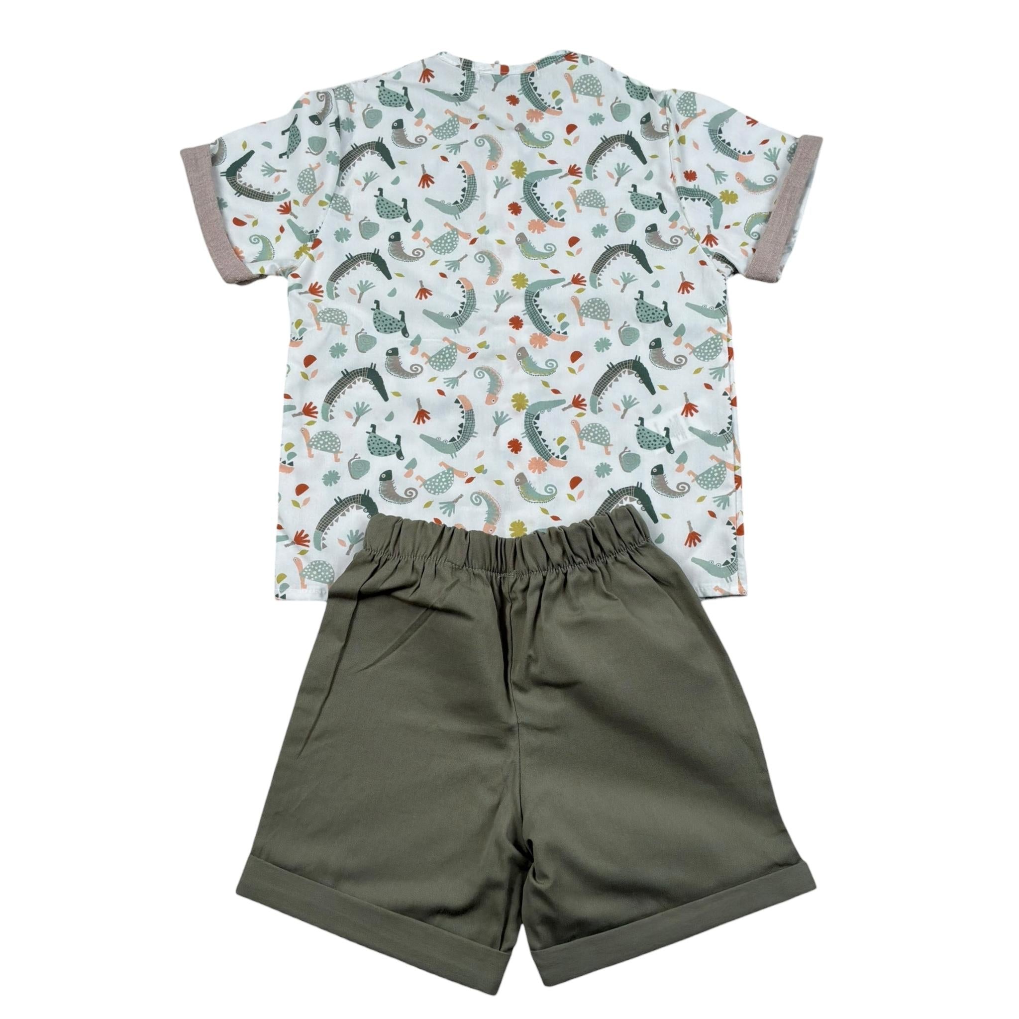 Calamaro Completo 2 Pezzi Camicia-Bermuda per Bambino 17940J BIANCO/VERDE CALAMARO 