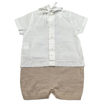 Marlu' Pagliaccetto Mezza Manica Bicolore per Neonato EB5223 BIANCO/BEIGE MARLU' 