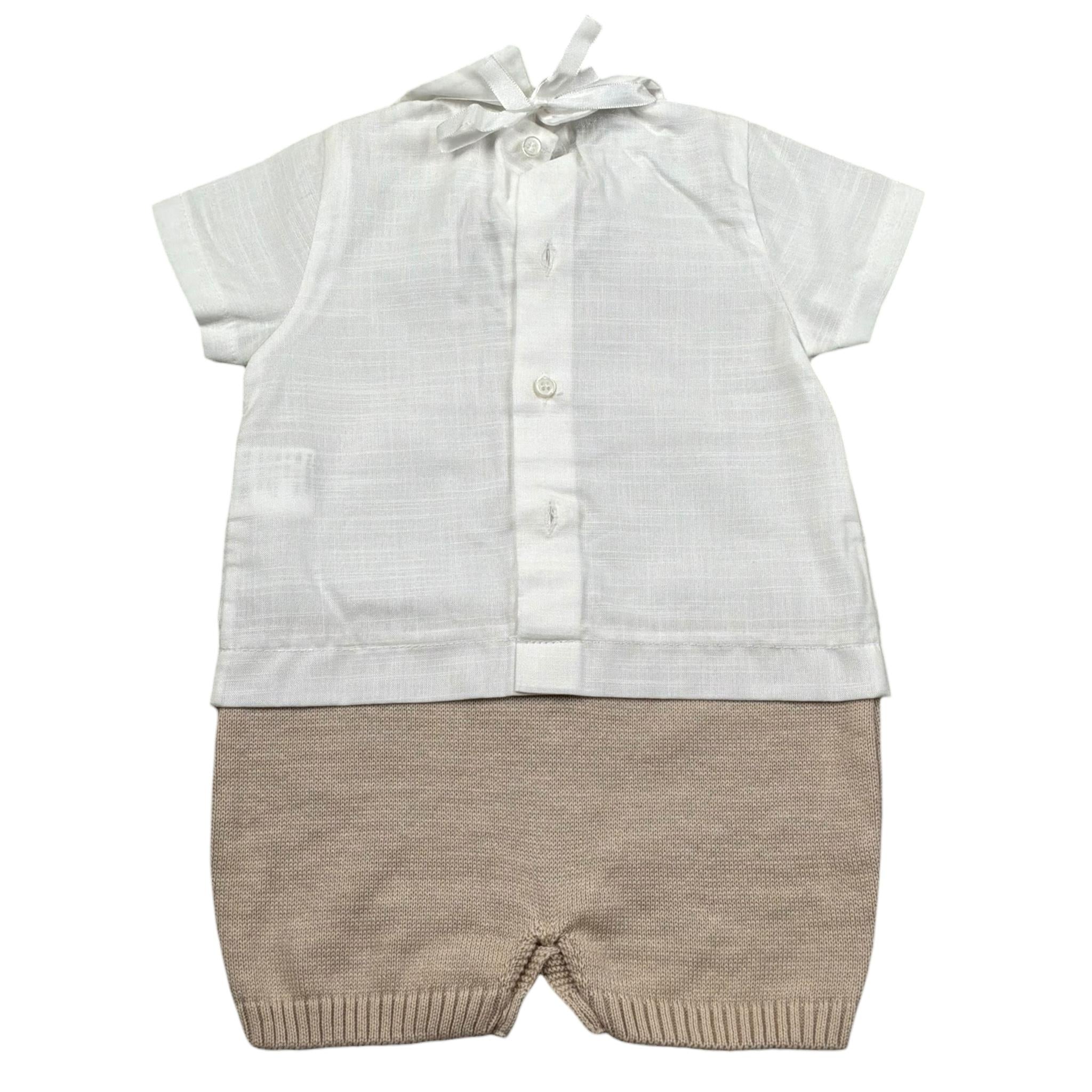 Marlu' Pagliaccetto Mezza Manica Bicolore per Neonato EB5223 BIANCO/BEIGE MARLU' 