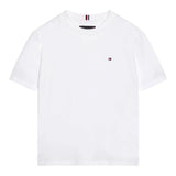 Tommy Hilfiger T-Shirt Girocollo Tinta Unita con Logo per Bambino KB0KB09601 BIANCO TOMMY HILFIGER 