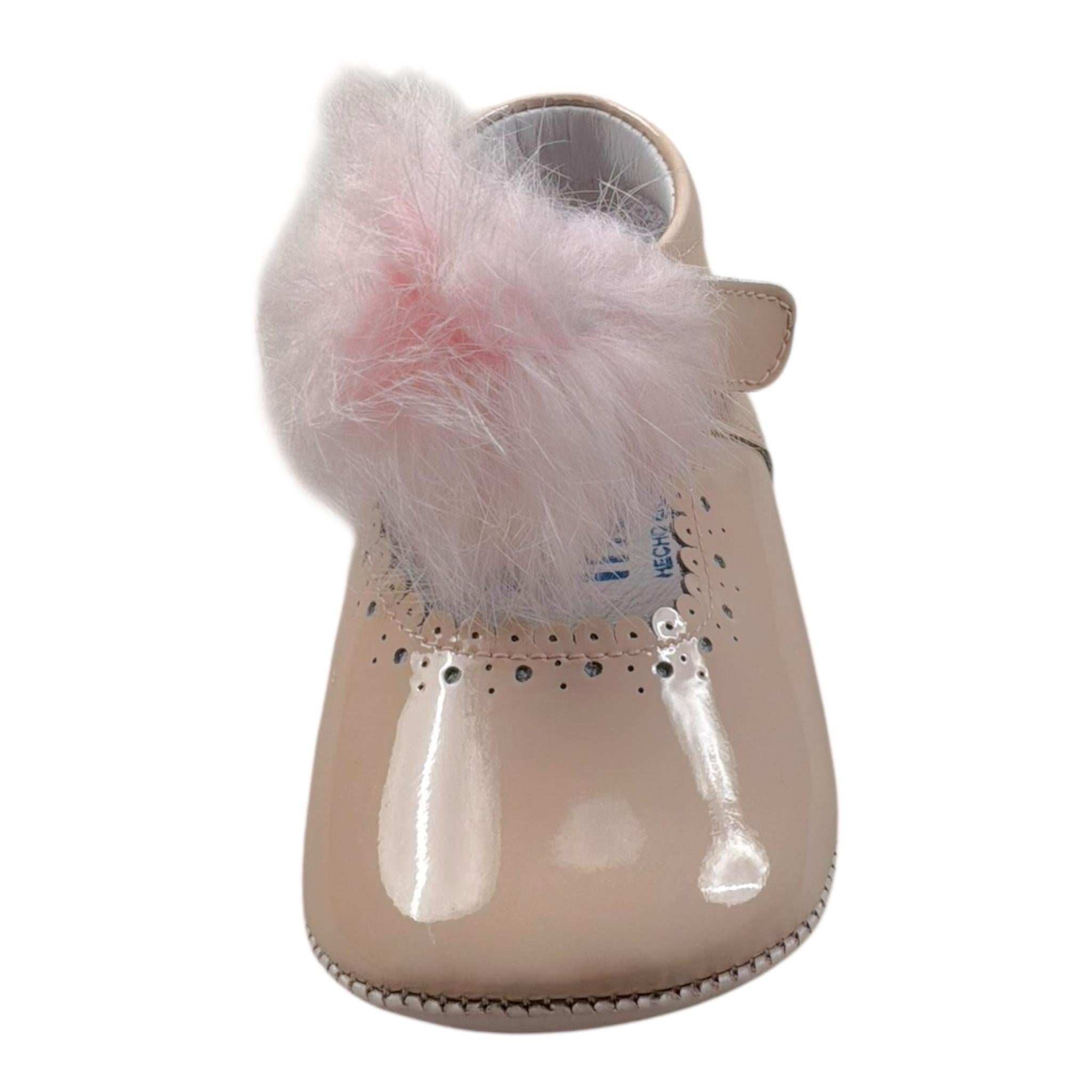 Indice Ballerine Tinta Unita con Strappo E Pon Pon per Neonata 1708 ROSA INDICE 