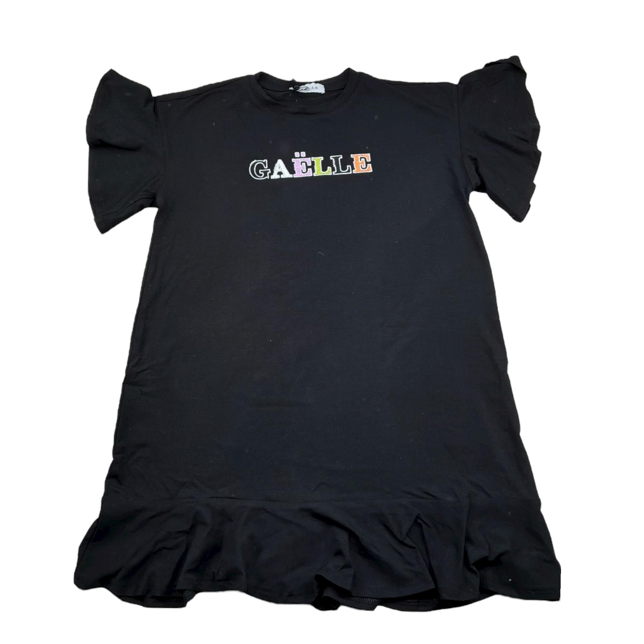 Gaelle Abito Mezza Manica Tinta Unita con Stampa per Bambina 2746V00339 NERO GAELLE 