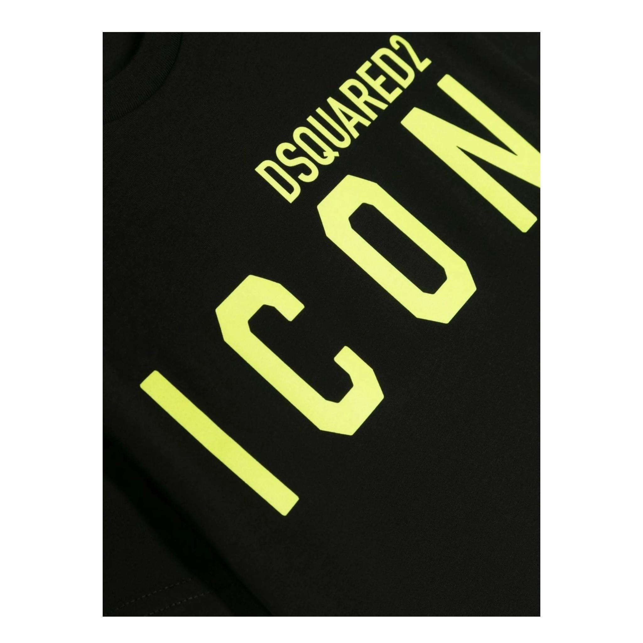 Dsquared2 T-Shirt Girocollo Tinta Unita con Stampa per Bambino DQ1697 NERO DSQUARED2 
