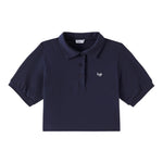 Il Gufo Polo Mezza Manica Tinta Unita Modello Crop per Neonata P25PC095MF032N BLU IL GUFO 